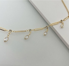 Chocker gotas cristal banho ouro