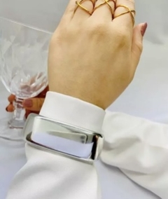 Bracelete quadrado laminado prata
