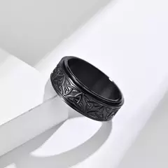 Anéis para Homens, Aço Inoxidável Rotativo, Viking Celtic Knot Rune