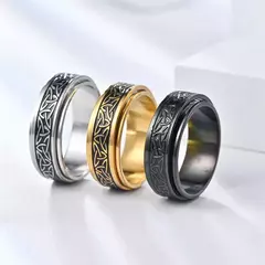 Imagem do Anéis para Homens, Aço Inoxidável Rotativo, Viking Celtic Knot Rune