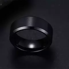 Aço inoxidável Matte Black Anéis para Homens e Mulheres, Moda Charme Jóias,