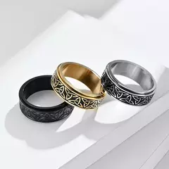 Anéis para Homens, Aço Inoxidável Rotativo, Viking Celtic Knot Rune - comprar online