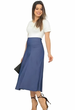 Saia Midi em Tecido Jeans Chambrey Tam/38 Lelucki na internet