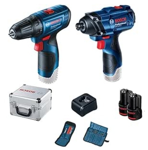 Bosch Kit Parafusadeira Gsr 120-Li E Chave De Impacto Gdr 120-Li 12V Com 2 Baterias 1 Carregador E 1 Maleta