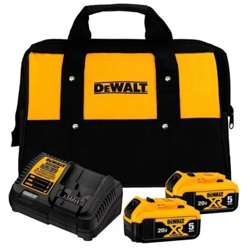 Kit Carregador 2 Baterias 5ah 20v e Bolsa DeWalt DCB205C2K