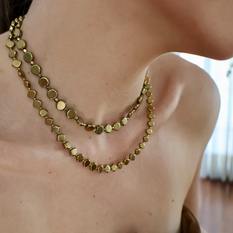 Colar de Hematitas douradas