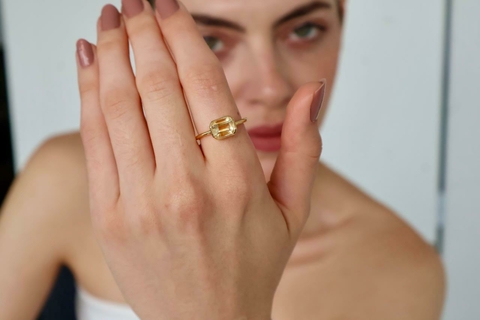 Anel Choices Citrino octogonal