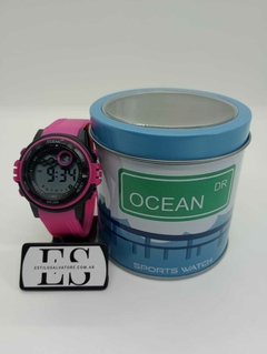 RELOJ OCEAN DR MALLA SILICONA ROSA DETALLES NEGRO