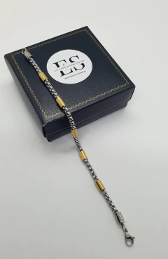 PULSERA ESTILO ROLEX ACERO QUIRURGICO CON DETALLE DORADO - tienda online