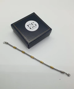 PULSERA ESTILO ROLEX ACERO QUIRURGICO CON DETALLE DORADO - estilosalvatore.com.ar