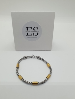 PULSERA ESTILO ROLEX ACERO QUIRURGICO CON DETALLE DORADO