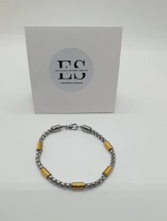 PULSERA ESTILO ROLEX ACERO QUIRURGICO CON DETALLE DORADO