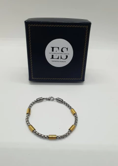 PULSERA ESTILO ROLEX ACERO QUIRURGICO CON DETALLE DORADO en internet