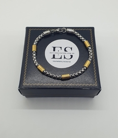 PULSERA ESTILO ROLEX ACERO QUIRURGICO CON DETALLE DORADO - comprar online