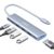 HUB USB-C (Docking Revodok) 5 en 1 | HDMI 2.0 4K@30Hz | 3 USB-A 3.0 (5Gbps) | USB-C PD Carga 100W | Chip de Última Generación | Cable de Nylon Trenzado de 25 cm | Carcasa de Aluminio | Color Azul.