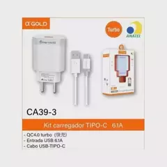 CARREGADOR A'GOLD CA39-3 TIPO-C