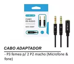cabo de audio adaptador p3 macho para p2 femea itblue