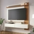 Painel para TV até 65 Polegadas 02 Portas Basculantes 02 Prateleiras Juriti Off White Matte/Freijó