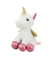 Unicórnio Branco Detalhes Rosa Sentado de Pelúcia 18 cm