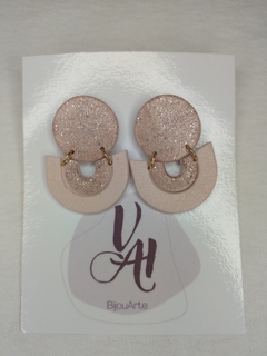 Aro Colgante beige con detalles en glitter