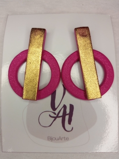Aro Colgante fucsia con foil dorado 2