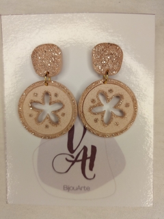 Aro Colgante circulo con flor y glitter