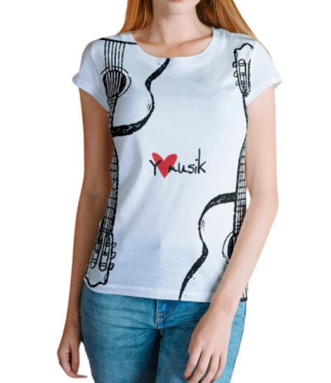 Playera con Diseño de Guitarras para Dama I Music Shirt I YoMusik l Full Size Design I Playeras Musicales