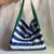 Bolso Playero rayado verde y azul