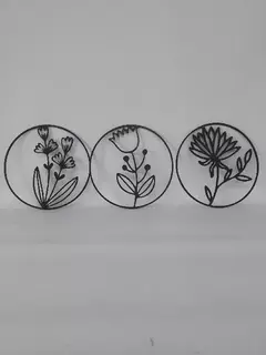 Cuadro calado triptico "Flores" Fibroplus