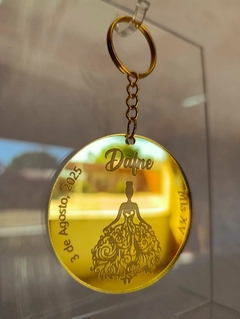 Llaveros Acrílico Dorado 6cm 15 Años - Maderatto