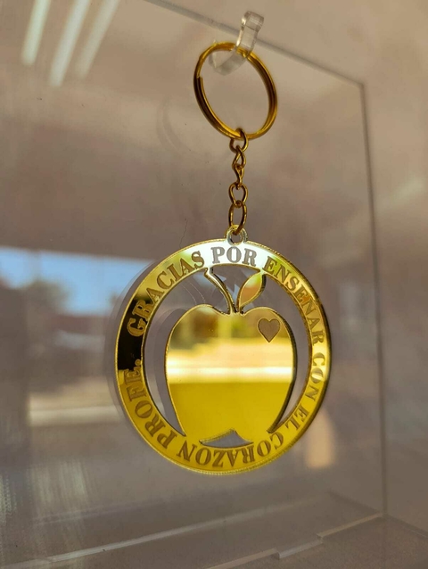 Llaveros Acrílico Dorado 6cm Dia del Maestro/a - comprar online