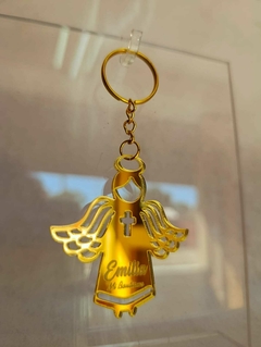 Llaveros Acrílico Dorado 6cm Comunión / Bautismo - Maderatto