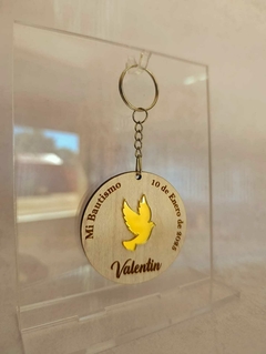 Llaveros Fibroplus + Acrílico Dorado 6cm Bautismo en internet