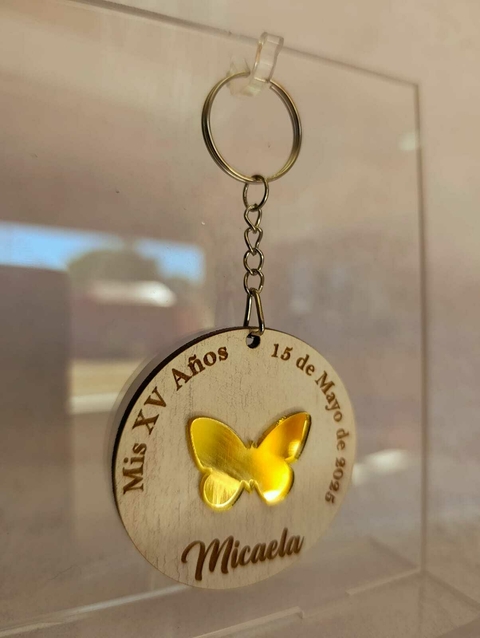 Llaveros Fibroplus + Acrílico Dorado 6cm 15 Años - comprar online