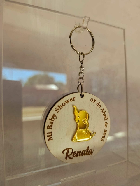 Llaveros Fibroplus + Acrílico Dorado 6cm Baby Shower - comprar online