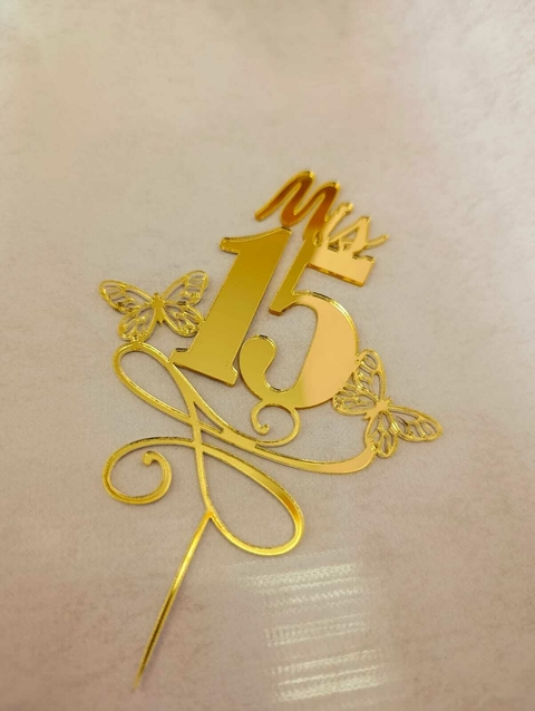 Topper Acrílico Dorado 15 Años - comprar online