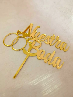 Topper Acrílico Dorado Nuestra Boda - comprar online