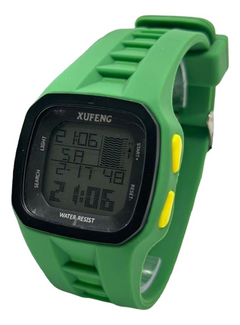 RELOGIO DIGITAL XUFENG VERDE BANDEIRA A PROVA D'AGUA – NATAÇÃO E SURF - KONTAYNER