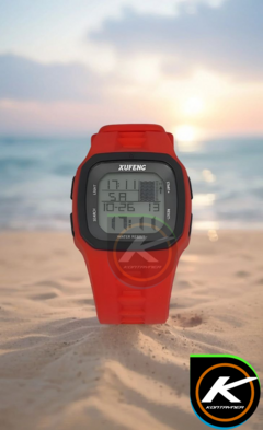 RELOGIO DIGITAL XUFENG VERMELHO A PROVA D'AGUA – NATAÇÃO E SURF