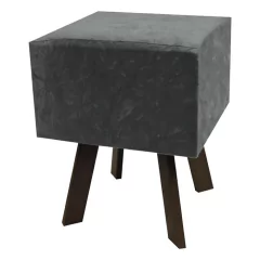 PUFF BANQUETA RETRO QUADRADO SUEDE CINZA DECORACAO SALA