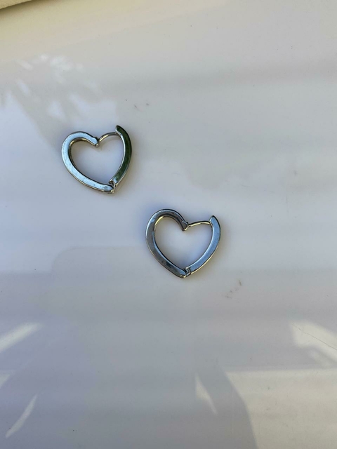 Argola coração ródio