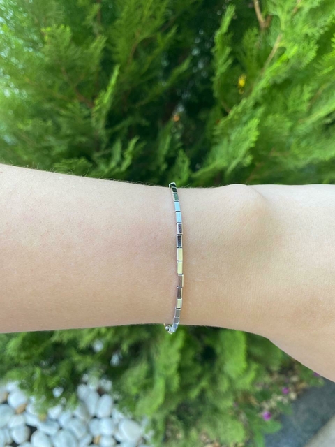 Pulseira baguete ródio