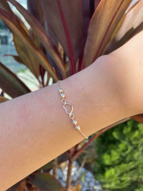 Pulseira coração prata
