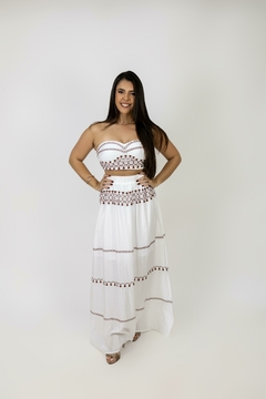 Conjunto Cropped e Saia Crepe Detalhes