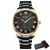 Relógio Curren masculino elegante com pulseira preta e mostrador dourado com números romanos