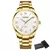 Relógio masculino elegante da marca Curren com acabamento dourado e mostrador branco.