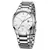 Relógio Curren masculino minimalista para negócios com pulseira de aço inoxidável prateada e mostrador branco com calendário