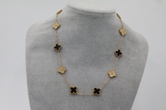 Collar tipo Van Cleef de 10 tréboles de 13 mm en acero inoxidable 316L 47 cm.