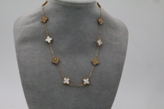 Collar tipo Van Cleef de 10 tréboles de 13 mm en acero inoxidable 316L 47 cm. - tienda en línea