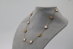 Collar tipo Van Cleef de 10 tréboles de 13 mm en acero inoxidable 316L 47 cm.